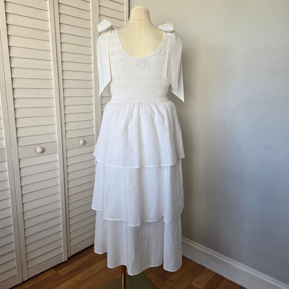 Cleobella Kaiya White Smocked Tiered Midi Dress Size M Boho Cottagecore Romantic - Picture 6 of 10